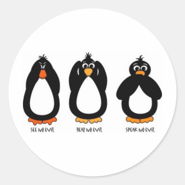 Sticker Rond Voir Aucun Mal, N'Entendre Aucun Mal, Ne Parler Pa (Devant)