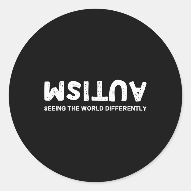 Sticker Rond Voir Le Monde Différemment L'Autisme À L'Inverse (Devant)