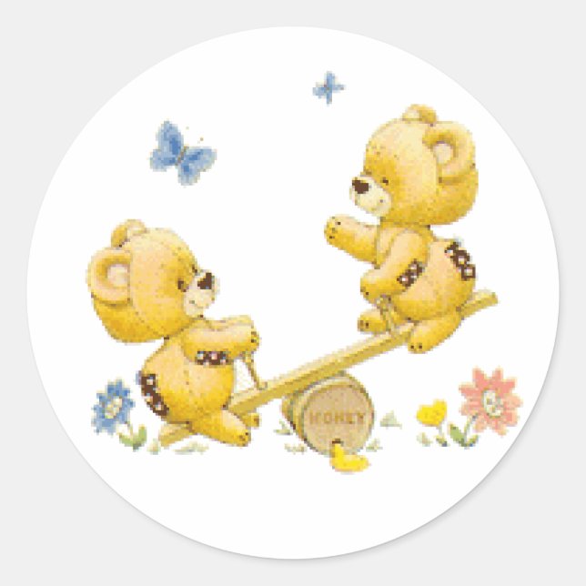 Sticker Rond Voir Ours de scie (Devant)