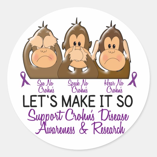 Sticker Rond Voir Parler Entendre Pas Crohns Maladie 2 (Devant)
