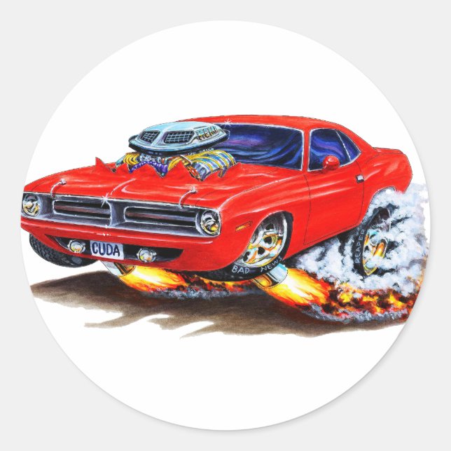 Sticker Rond Voiture 1970 de rouge de Cuda (Devant)
