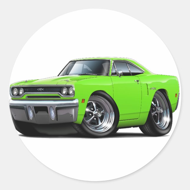 Sticker Rond Voiture à chaux Plymouth GTX 1970 (Devant)