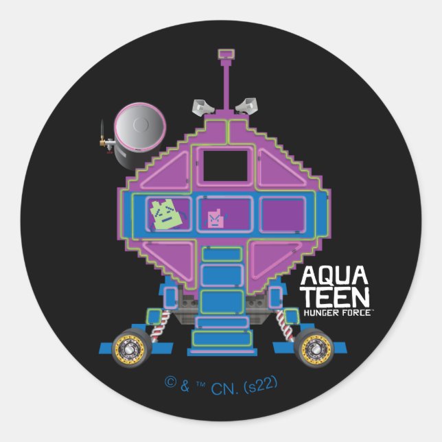 Sticker Rond Voiture Aqua Ado Hunger Force Mooninites (Devant)
