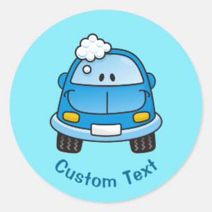 Sticker Rond Voiture bleue avec bulles classique rond autocolla
