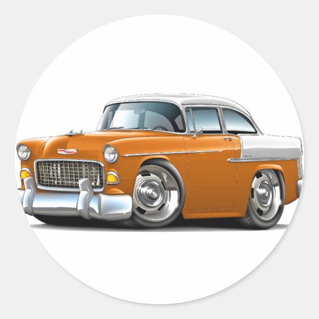 Sticker Rond Voiture Chevy Belair Orange-White 1955 (Devant)