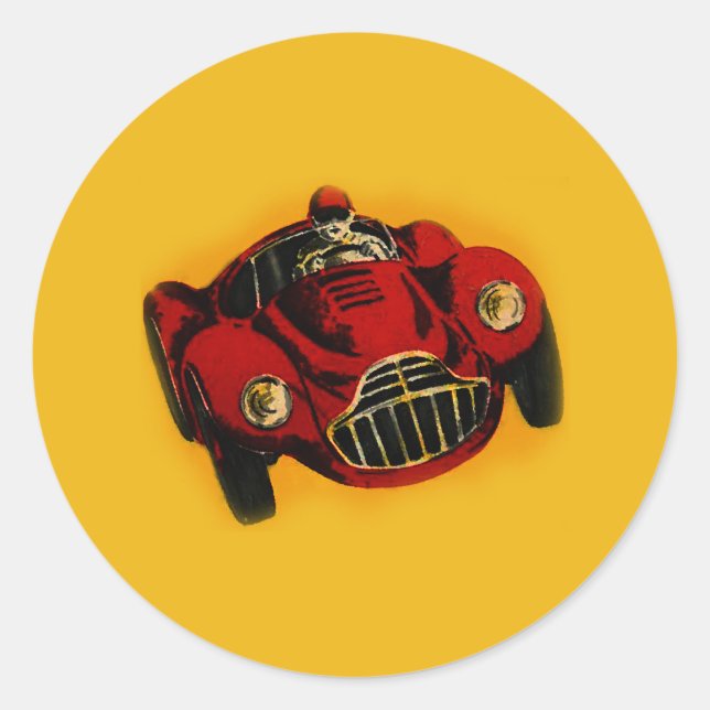 Sticker Rond Voiture de course automobile jaune rouge (Devant)