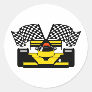 STICKER ROND VOITURE DE COURSE JAUNE