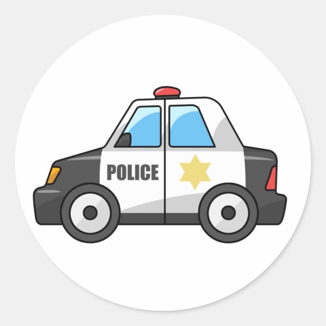 Sticker Rond Voiture de la police de dessin cool (Devant)