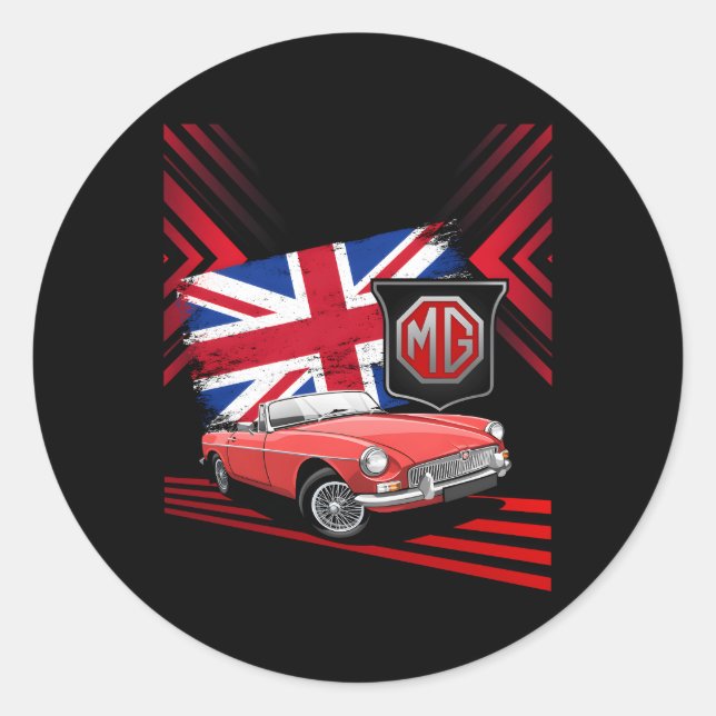 Sticker Rond Voiture De Sport Britannique Mg Mgb Convertible (Devant)