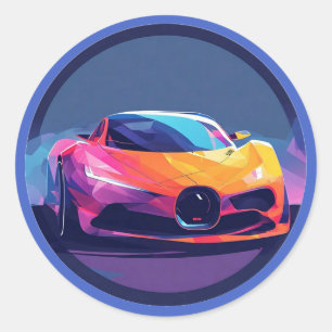 Sticker Rond Voiture de sport vibrante