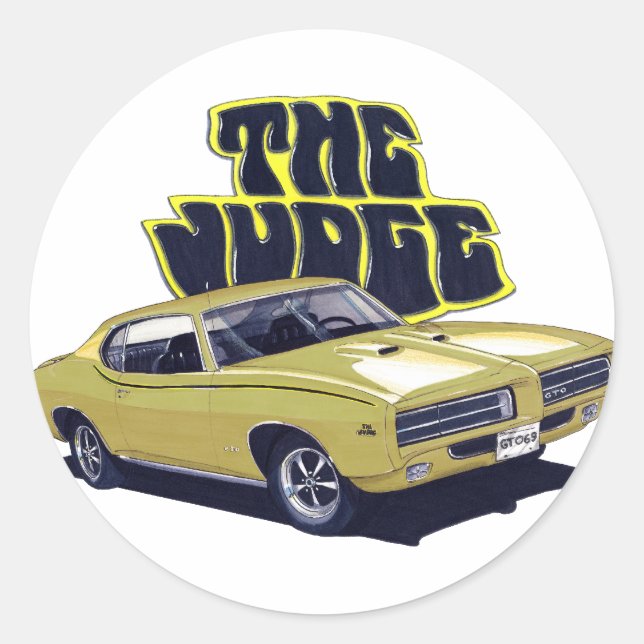 Sticker Rond Voiture Gold du juge GTO 1969 (Devant)