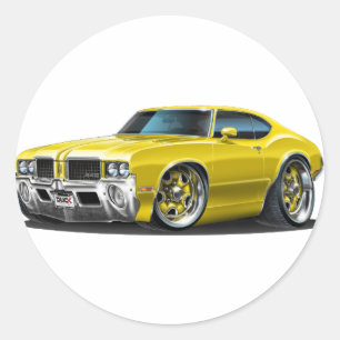 Sticker Rond Voiture jaune Cutlass Olds