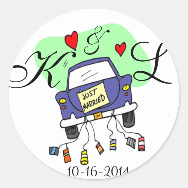Sticker Rond Voiture juste mariée (Devant)