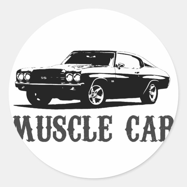 Sticker Rond Voiture musculaire vintage (Devant)