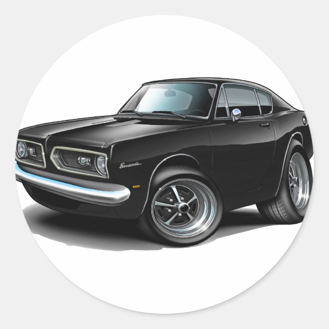 Sticker Rond Voiture noire Barracuda 1967-69 (Devant)