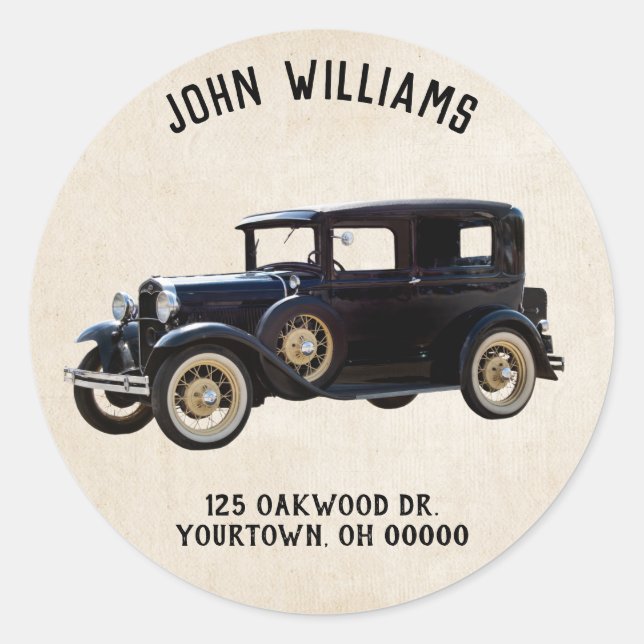 Sticker Rond voiture noire vintage (Devant)