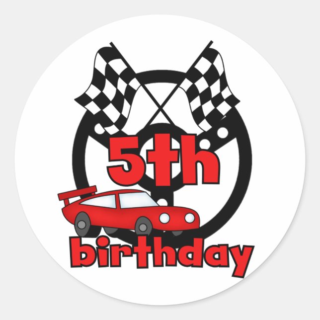 Sticker Rond Voiture Racing 5e Anniversaire Tshirts et cadeaux (Devant)