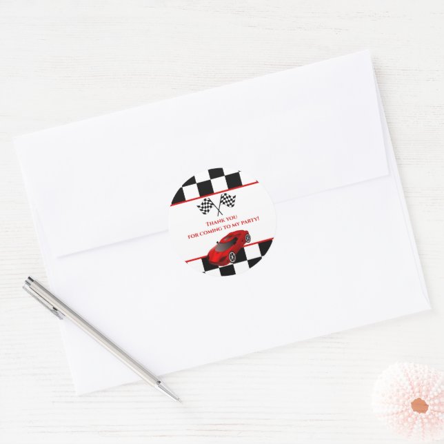 Sticker Rond Voiture Red Race | Parti Anniversaire de enfant Fa (Enveloppe)