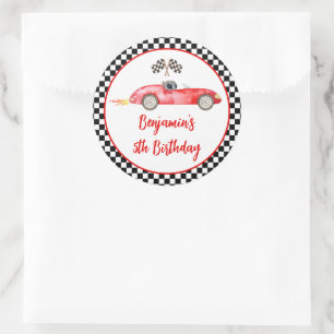 Sticker Rond Voiture Rouge moderne Anniversaire
