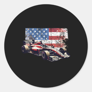 Sticker Rond Voiture vintage Auto Racing Drapeau américain 4 ju