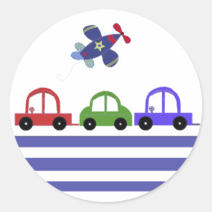 Sticker Rond Voitures et un avion