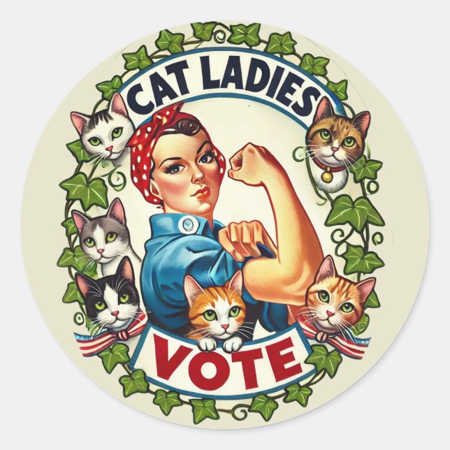 Sticker Rond Voix des dames du chat (Devant)