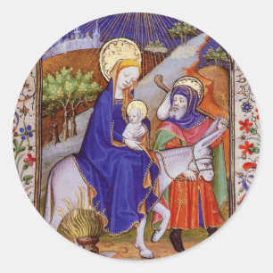 Sticker Rond Vol en Egypte Marie Jésus Joseph