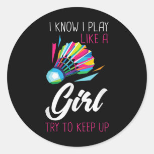 Sticker Rond Volant de badminton Badminton Joueur Ball Sport Sm