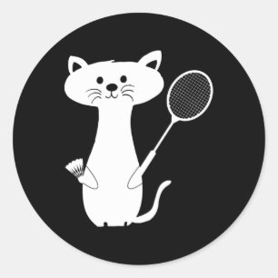 Sticker Rond Volant de badminton Chat Homme Femme Enfants