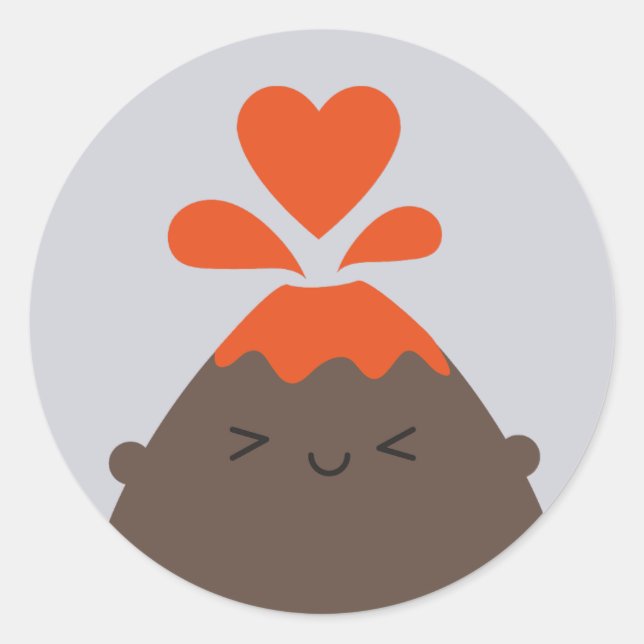 Sticker Rond Volcan I Lava You Kawaii (Devant)