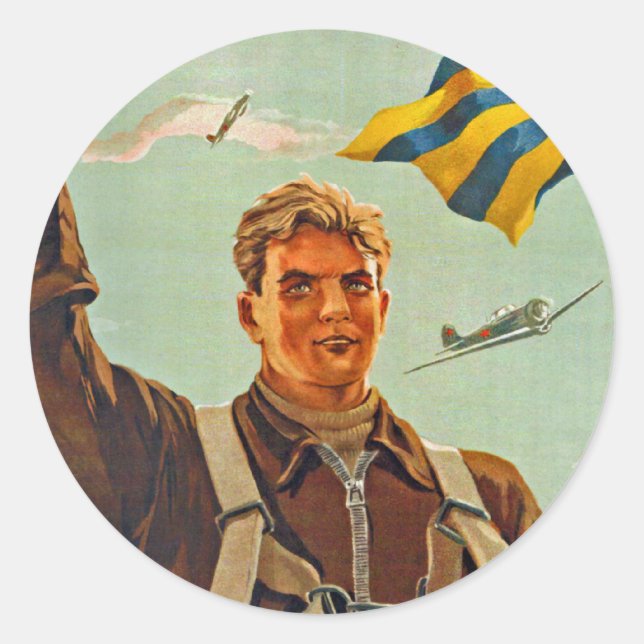 Sticker Rond Volez plus haut, plus loin et plus vite ! (Devant)