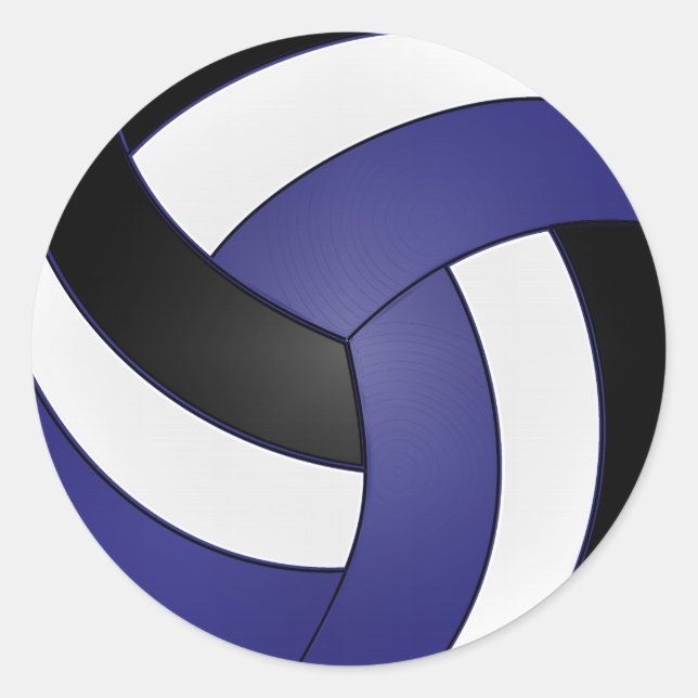 Sticker Rond Volley-ball bleu foncé, blanc et noir (Devant)