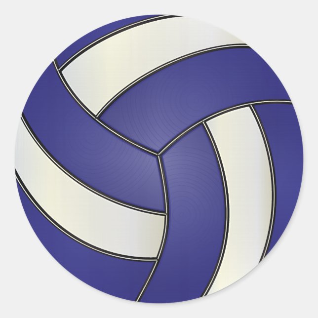 Sticker Rond Volley-ball bleu foncé et blanc (Devant)
