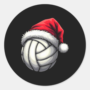 Sticker Rond Volley-ball de Noël Santa Hat