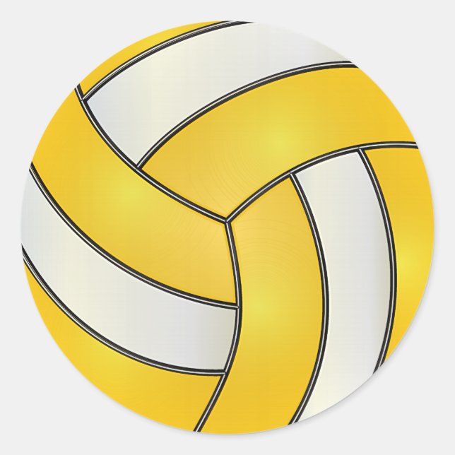 Sticker Rond Volley-ball jaune or et blanc (Devant)
