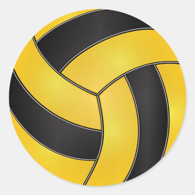Sticker Rond Volley-ball jaune or et noir (Devant)