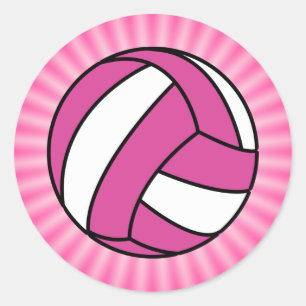 Sticker Rond Volley-ball rose