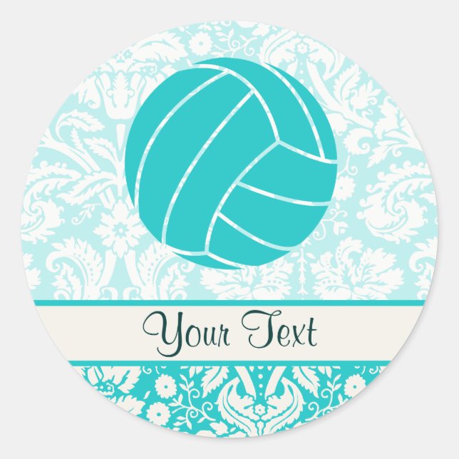 Sticker Rond Volley-ball turquoise (Devant)