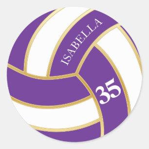 Sticker Rond Volley violet, or et blanc - Personnaliser