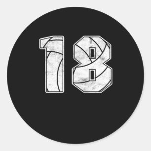 Sticker Rond Volleyball 18 e Anniversaire Célébration Sport Cad