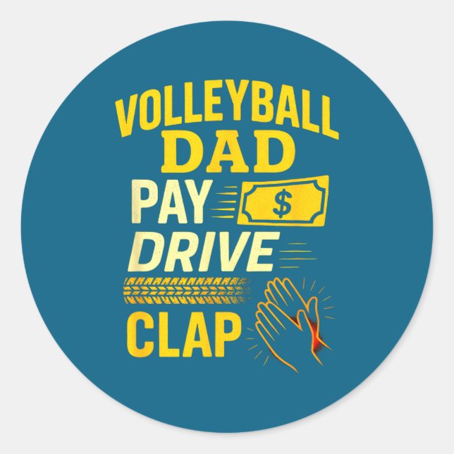 Sticker Rond Volleyball Dad - Funny Proud Father Player  (Devant)