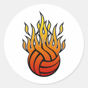 Sticker Rond Volleyball flamboyant