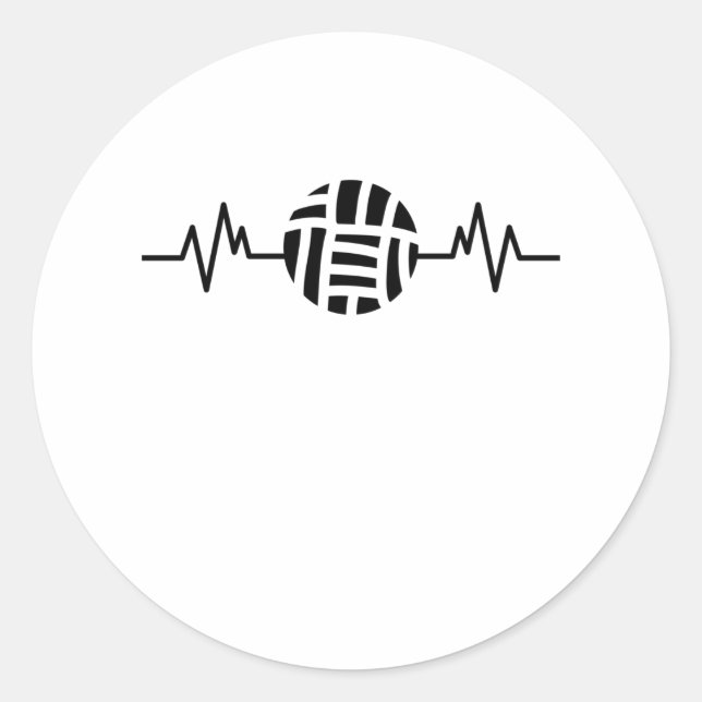 Sticker Rond Volleyball Funny Beach Volleyball Heart Sport Cade (Devant)
