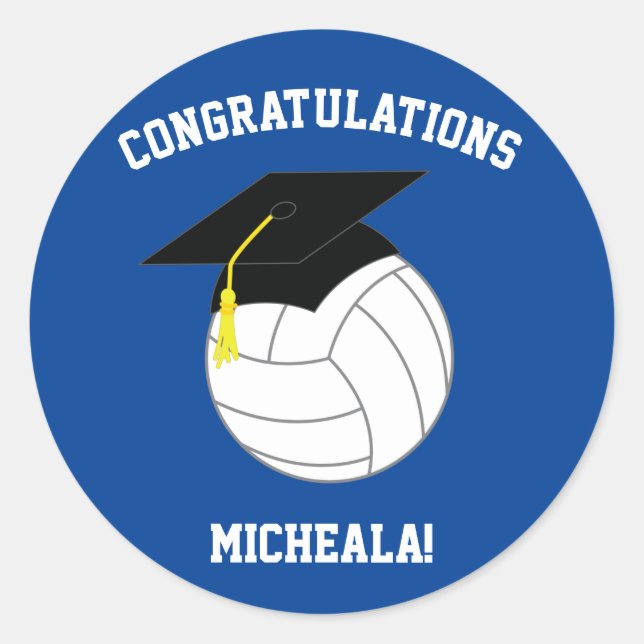 Sticker Rond Volleyball Graduation Sports Blue (Devant)