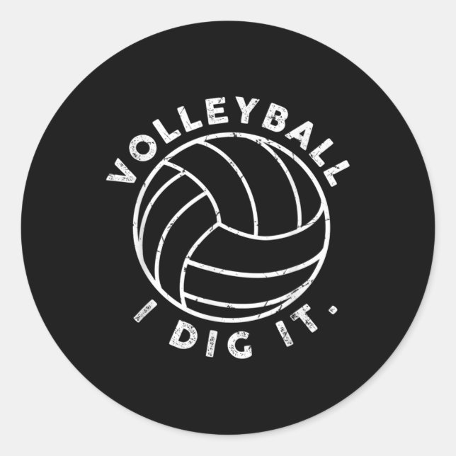 Sticker Rond Volleyball I Dig It Fun  (Devant)