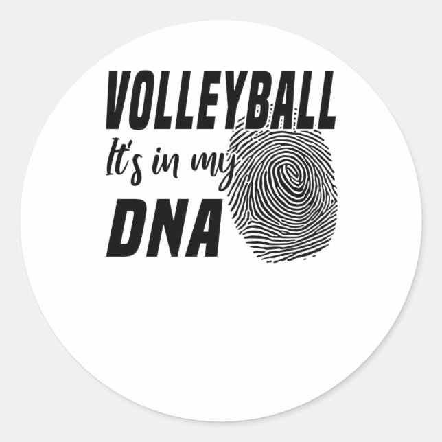 Sticker Rond Volleyball Love Volleyball Players Passion Dna (Devant)