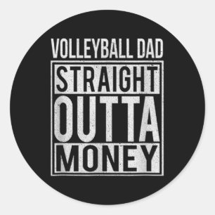 Sticker Rond Volleyball papa droit devant l'argent Je m'amuse