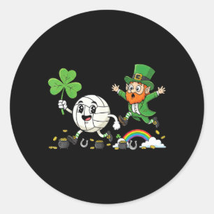 Sticker Rond Volleyball Trèfle Shamrock Saint-Patrick Femmes