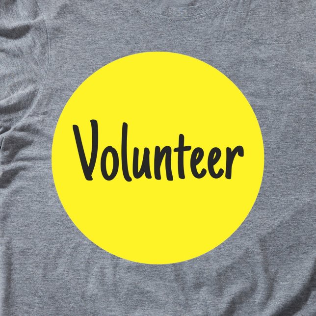 Sticker Rond Volontaire Jaune (Bright yellow volunteer sticker badge.)