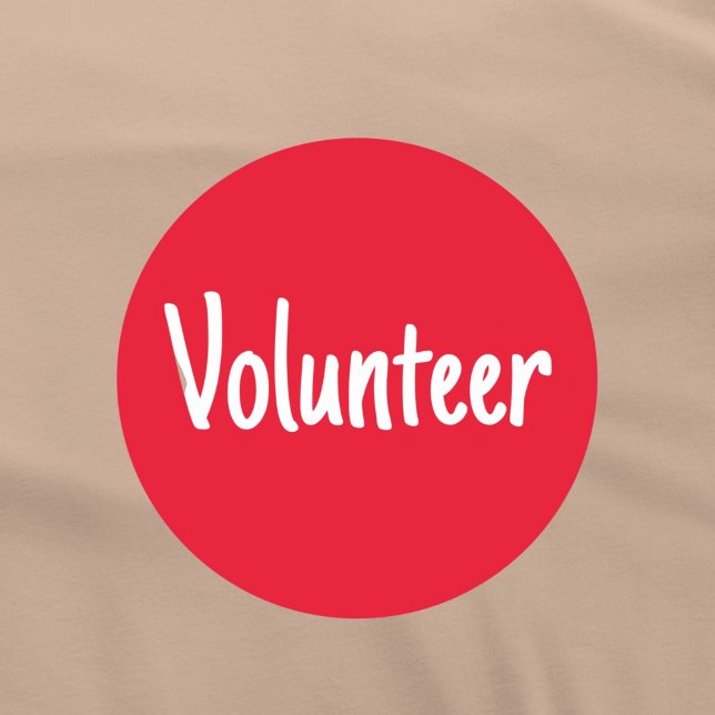Sticker Rond Volontaire simple rouge et blanc (Red and white Volunteer sticker badge.)